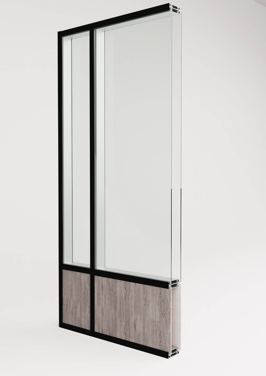 Алюминиевые перегородки с профилем черного цвета