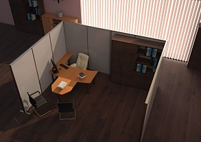 Кабинет руководителя с офисными перегородками — пример планировки