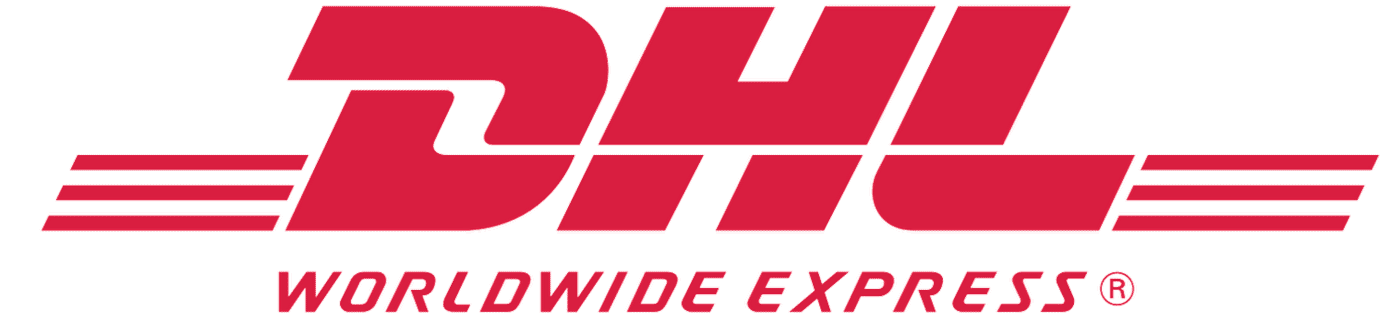 Логотип DHL Express на перегородке или стекле