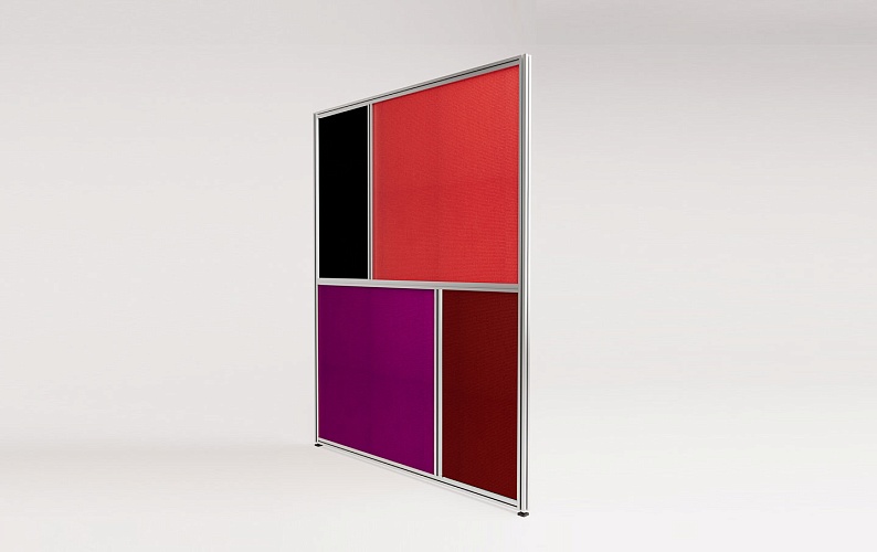 Мобильная перегородка с комбинированными тканевыми панелями: 3D-визуализация — превью 52x15