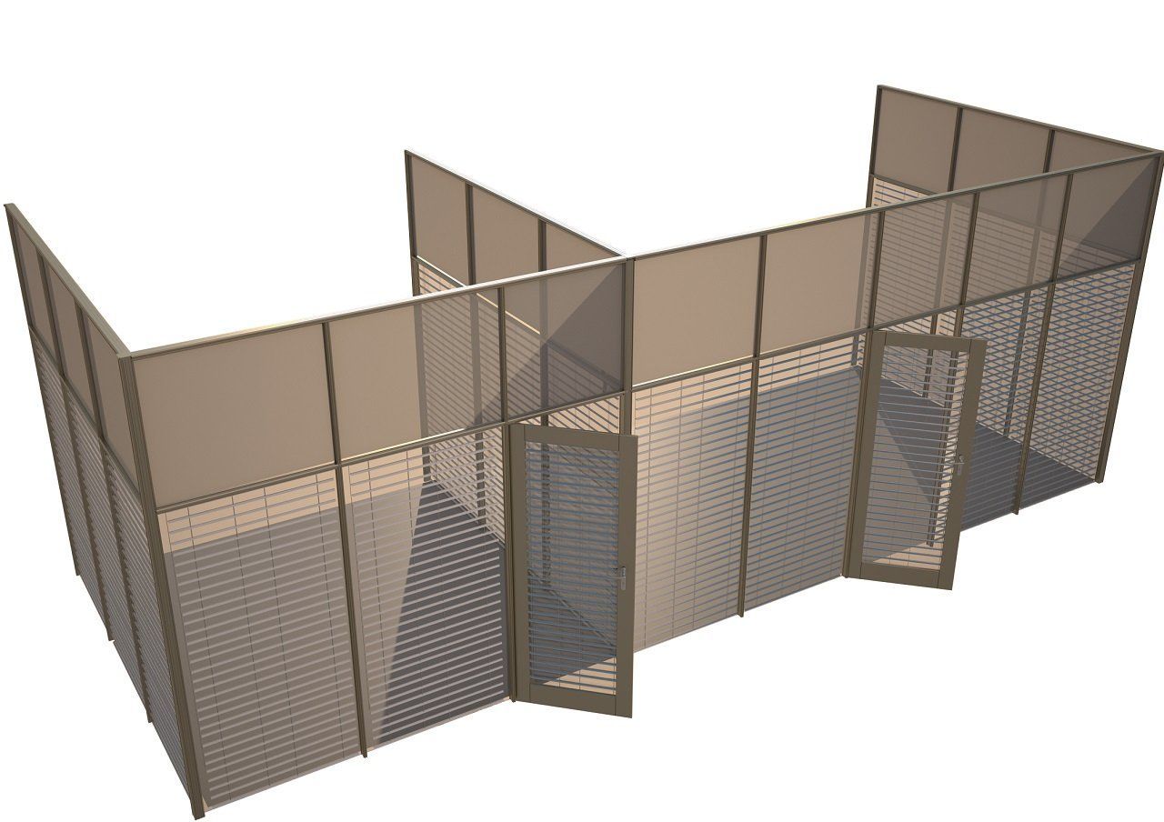 Офисная перегородка с жалюзи и глухими вставками