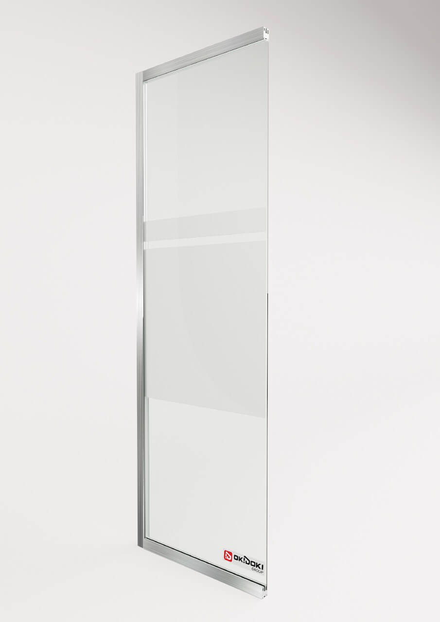 Прозрачные перегородки с профилем из шлифованной стали