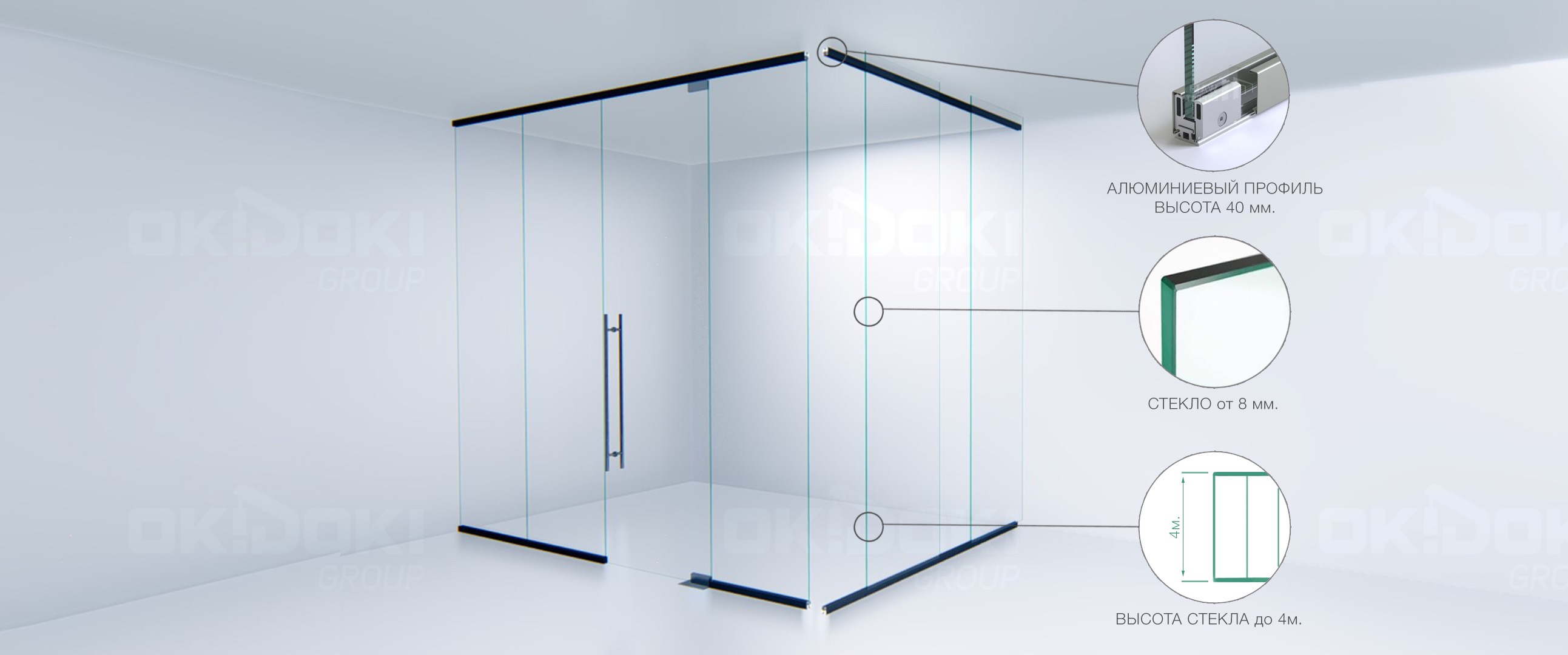 Конструкция прозрачных перегородок