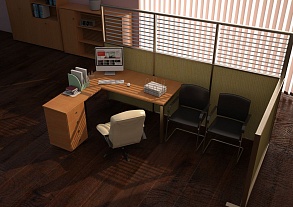 Рабочее место с перегородкой и зоной ожидания у стойки — пример решения