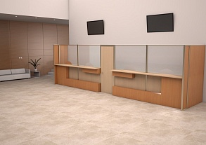 Ресепшн с перегородкой и окнами обслуживания — пример реализации