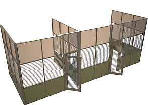 Сетчатые перегородки с комбинированными панелями и дверями — пример решения