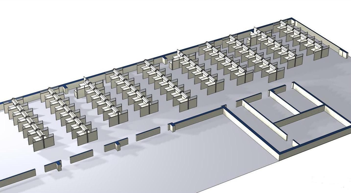 3D-схема расстановки рабочих мест и перегородок — проект ВТБ