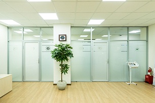 Стеклянные перегородки: стеклянная перегородка с дверью