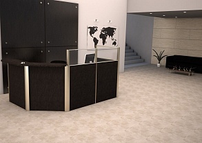 Стойка ресепшн в офисе с декоративными панелями — пример оформления